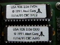 close up of TOS 2.06 ROMs on a Gemulator ROM card